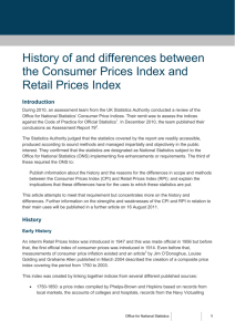 History of and Differences between the Consumer Prices Index and