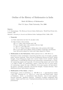 Outline of the History of Mathematics in India