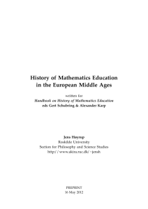 History of Mathematics Education in the European Middle Ages