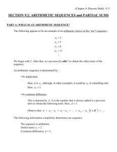 ARITHMETIC SEQUENCES and PARTIAL SUMS