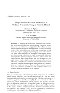 Programmable Parallel Arithmetic in Cellular Automata Using a