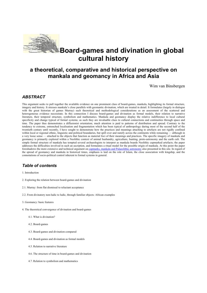 board games and divination in global cultural