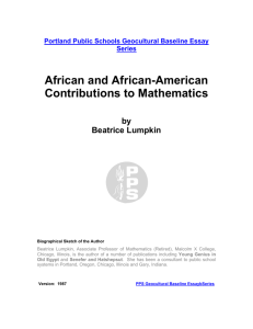 African and African-American Contributions to Mathematics