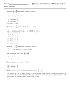 Author: Negatives, Mixed Numbers and Improper Fractions Group