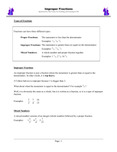 Types of Fractions Proper Fractions