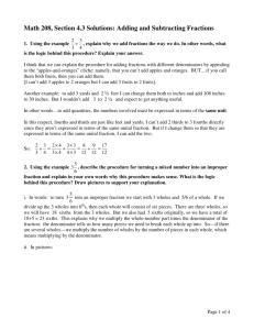Math 208, Section 4.3 Solutions: Adding and Subtracting Fractions