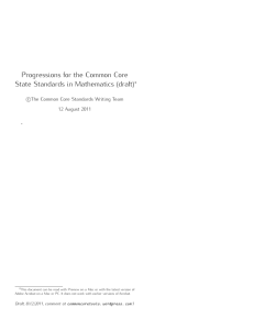 Progressions for the Common Core State Standards in Mathematics