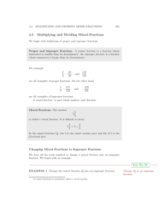 4.5 Multiplying and Dividing Mixed Fractions