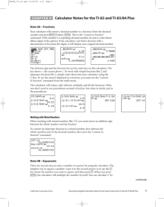 Calculator Notes for the Texas Instruments TI-83 and TI