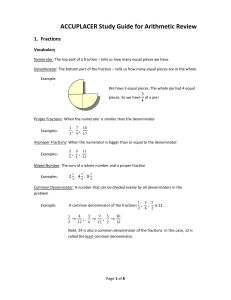 ACCUPLACER Study Guide for Arithmetic Review