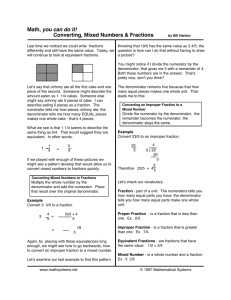 Converting, Mixed Numbers & Fractions