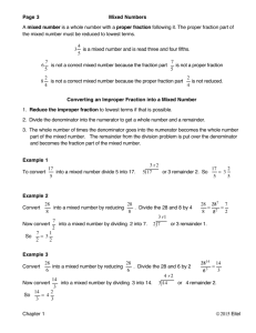Lecture Page 3 Reducing Improper Fractions to Mixed Numbers