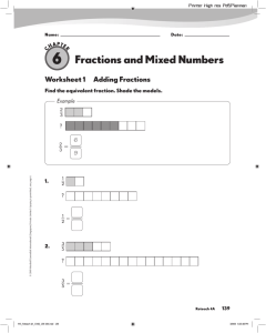 Worksheet 1 Adding Fractions