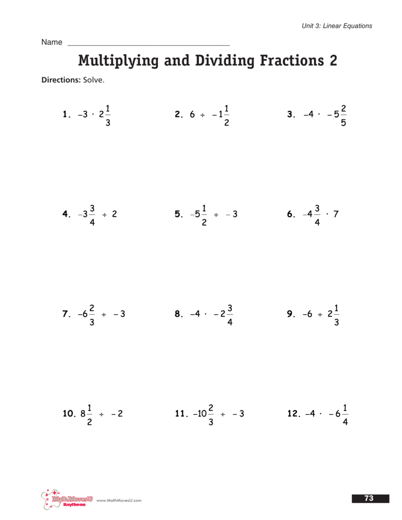 Multiplying And Dividing Fractions 2