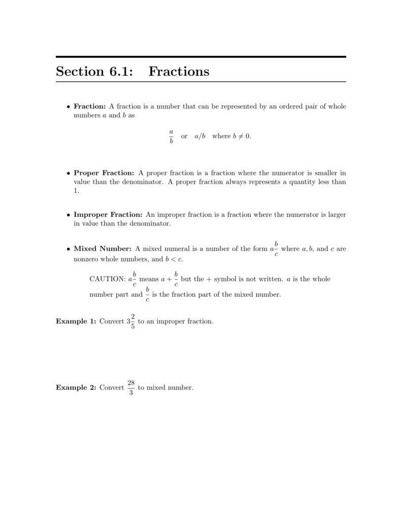Section 6 1 Fractions