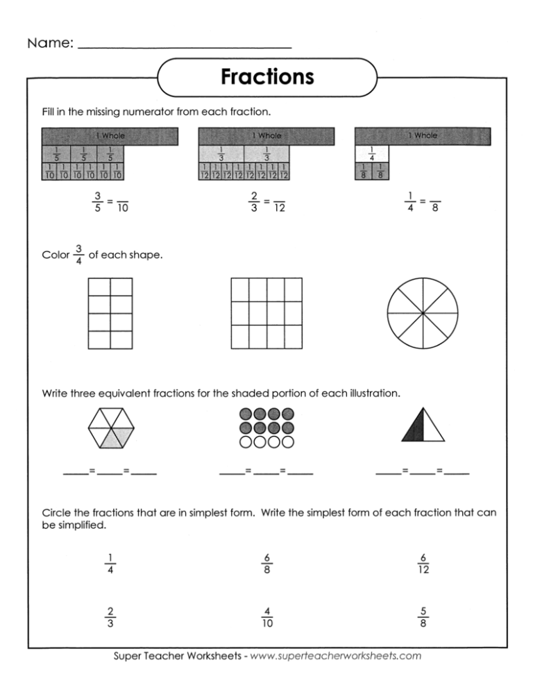 fraction and decimal review