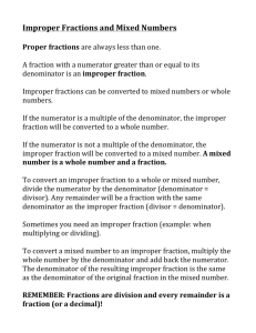 Improper Fractions and Mixed Numbers