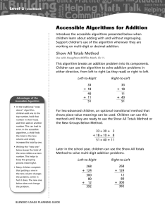 Accessible Algorithms for Addition
