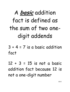 An addition fact is defined as the sum of two one