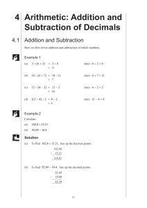 4 Arithmetic: Addition and Subtraction of Decimals