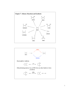 1 Chapter 7: Alkenes: Reactions and Synthesis Electrophilic