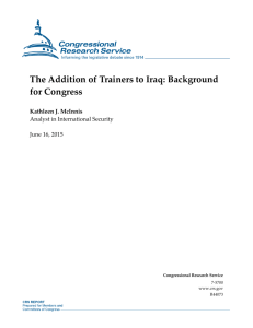 The Addition of Trainers to Iraq: Background for Congress
