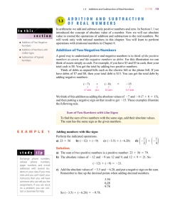 Addition and Subtraction of Real Numbers