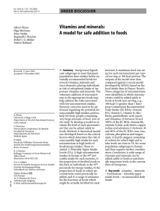Vitamins and minerals: A model for safe addition to foods