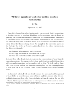 “Order of operations” and other oddities in school
