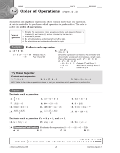 Order of Operations (Pages 11–15)