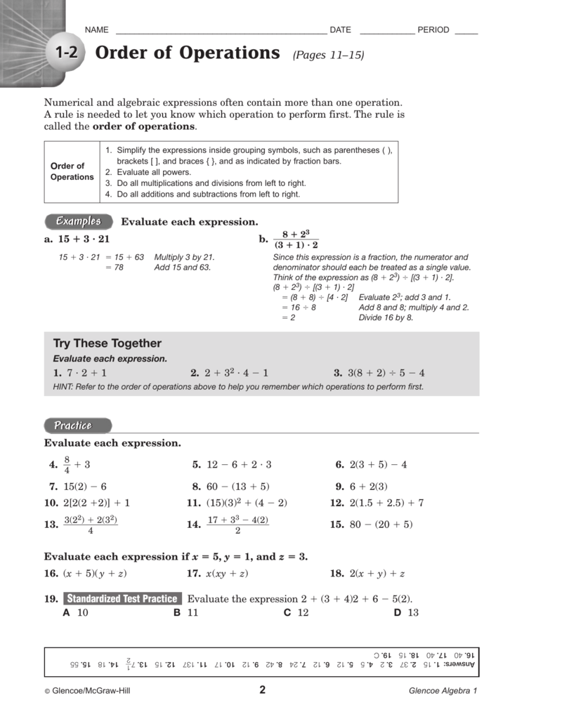 Glencoe Algebra 1 Answer Key Slidesharetrick