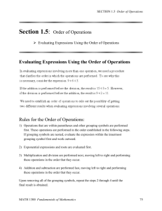 Order of Operations - Section 1.5