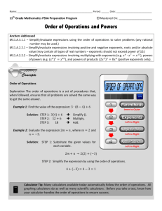 Order of Operations and Powers