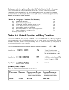 Section 4-4 Order of Operations and Using Parentheses