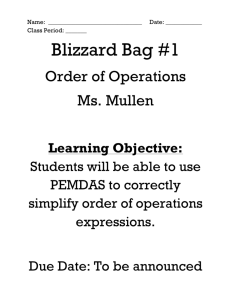Blizzard Bag #1 - Order of Operations
