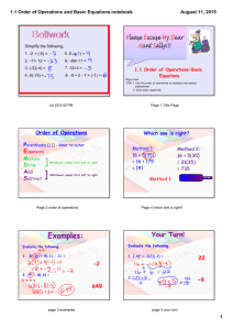 1.1 Order of Operations and Basic Equations.notebook