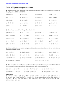 Order of Operations practice sheet.