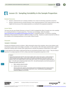 Lesson 15: Sampling Variability in the Sample Proportion