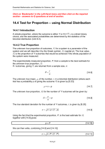 14.4 Test for Proportion – using Normal Distribution