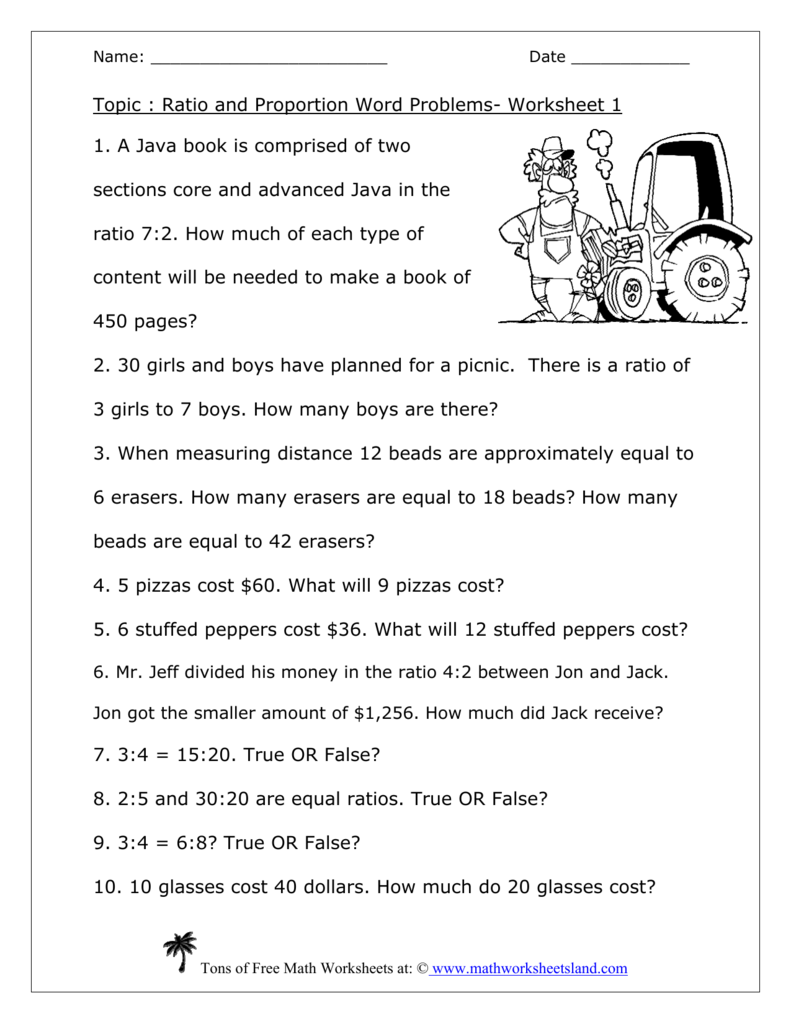 Ratio and proportion word problems Five Pack In Proportion Word Problems Worksheet