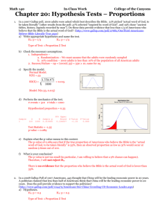 Chapter 20: Hypothesis Tests – Proportions
