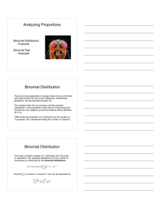 Analyzing Proportions Binomial Distribution Binomial Distribution