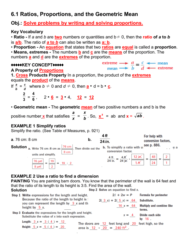 22.22 Ratios, Proportions, and the Geometric Mean Regarding Ratio And Proportion Worksheet