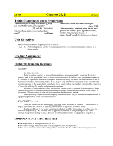 Hypothesis Tests for a Population Proportion p