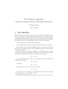 The Euclidean Algorithm: Greatest Common Factors