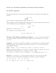 Section 4.2: The Division Algorithm and Greatest Common Divisors