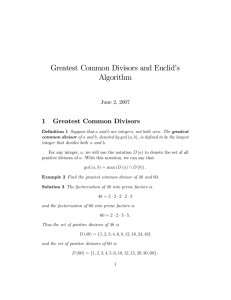 Section 3- Greatest Common Divisors and Euclid`s Algorithm
