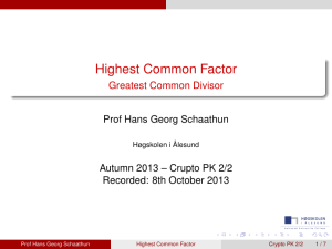 Highest Common Factor - Greatest Common Divisor