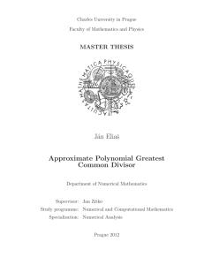 Ján Eliaš Approximate Polynomial Greatest Common Divisor