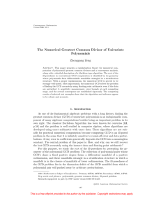 The Numerical Greatest Common Divisor of Univariate Polynomials